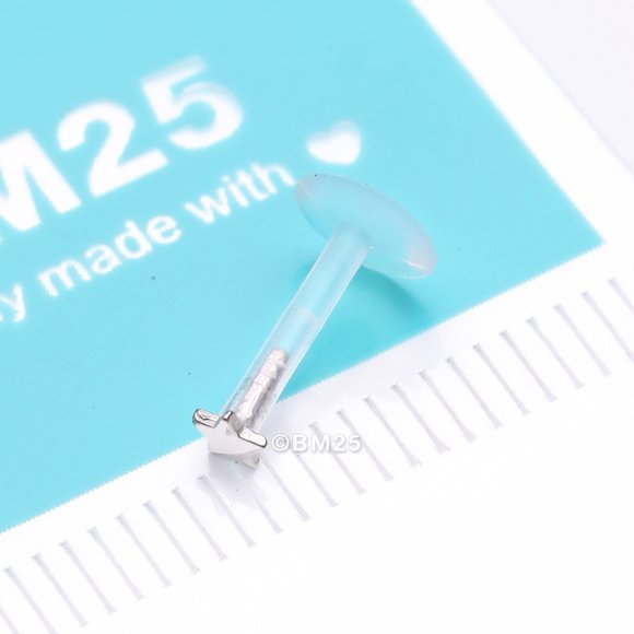 14 Karat White Gold Star Plate Top Bio-Flex Labret - Picture 2 of 2